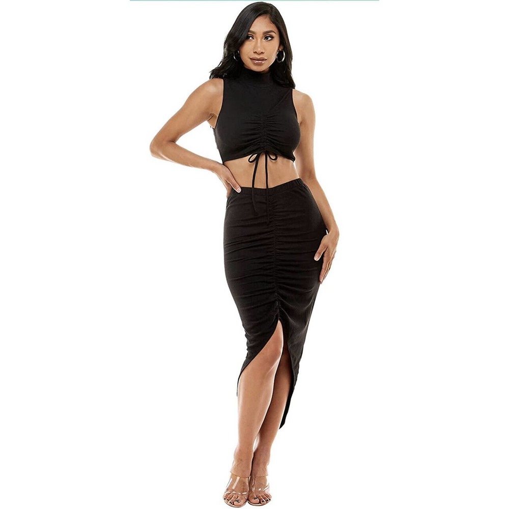 Bebe Two Piece Stirred Mesh Dress Black Size Medium